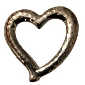 Silver tone Floating Heart Pendant Dimpled Textured  Valentine Jewelry